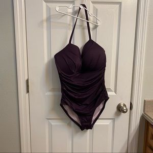 Victoria Secret plum colored halter top one piece push up 38DD